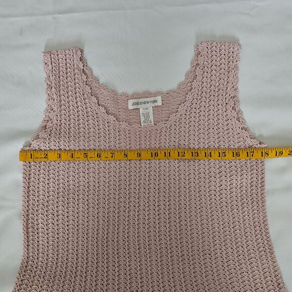 Jones New York Light Pink Crochet Scalloped Hem Sleeveless Tank Top Women's L/G - Picture 6 of 7